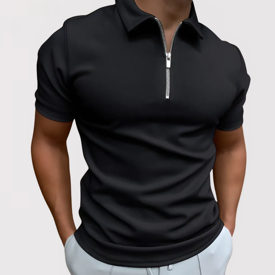 Antoine | Zip Collar Short Sleeve Polo Shirt