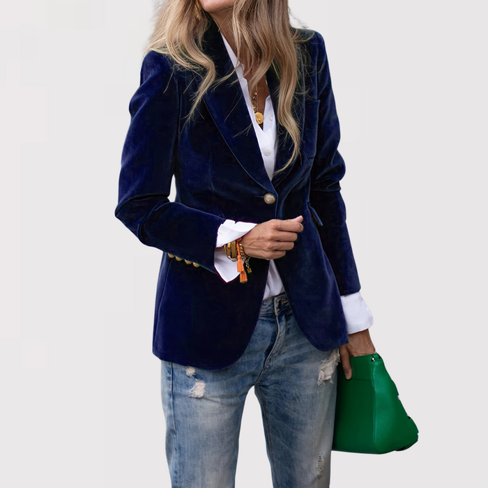 Quirita | Velvet Single-Breasted Tailored Blazer