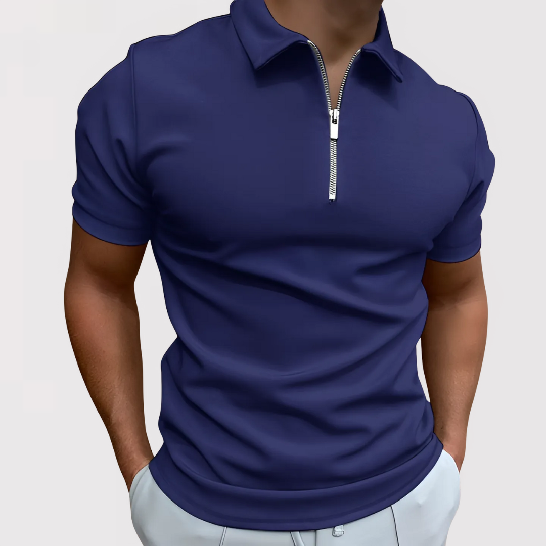 Antoine | Zip Collar Short Sleeve Polo Shirt