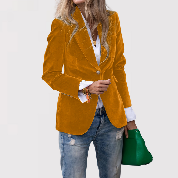 Quirita | Velvet Single-Breasted Tailored Blazer