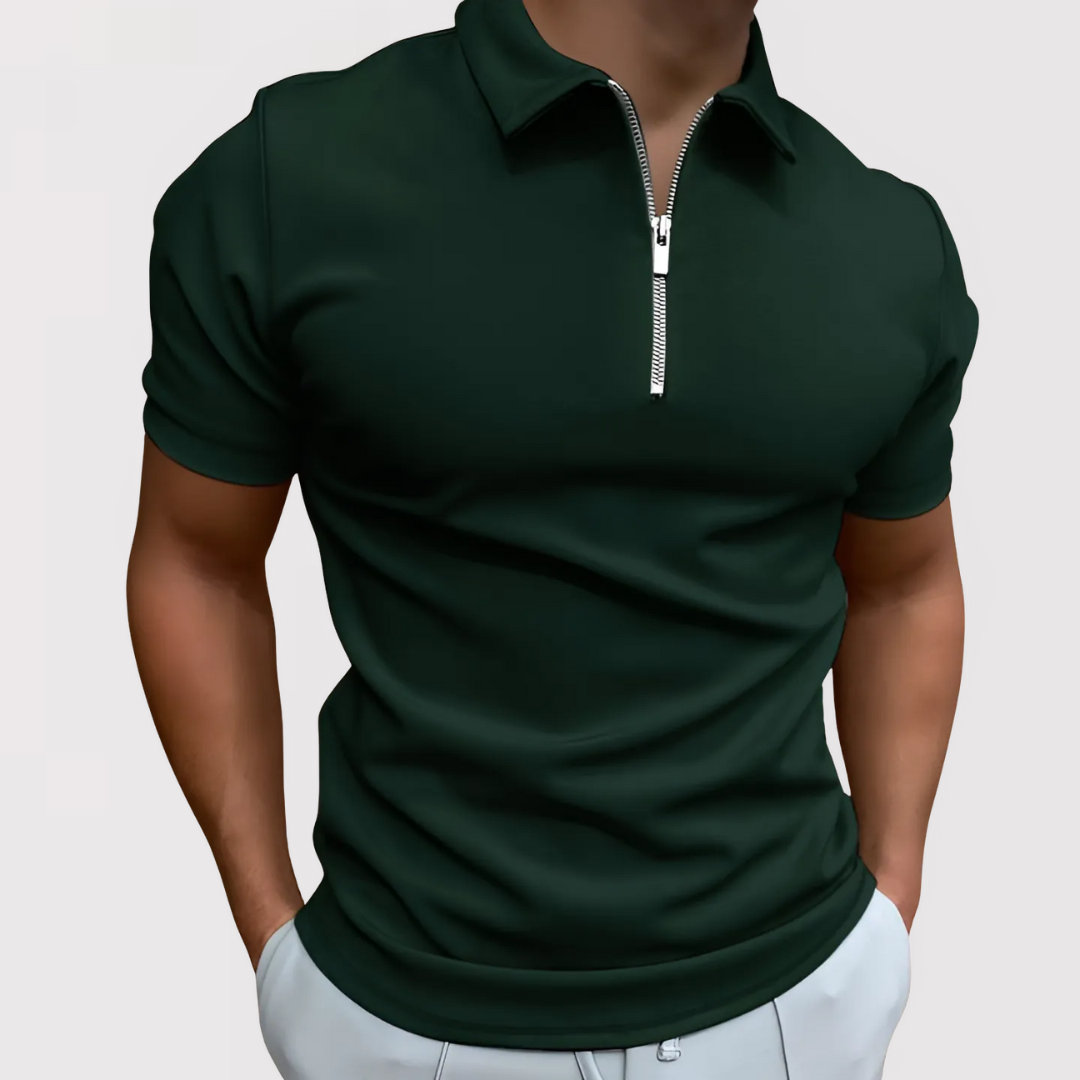 Antoine | Zip Collar Short Sleeve Polo Shirt