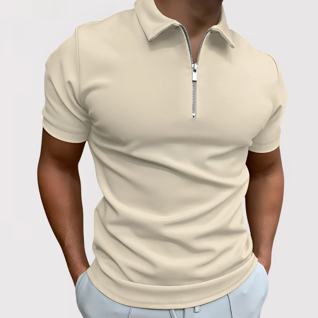 Antoine | Zip Collar Short Sleeve Polo Shirt