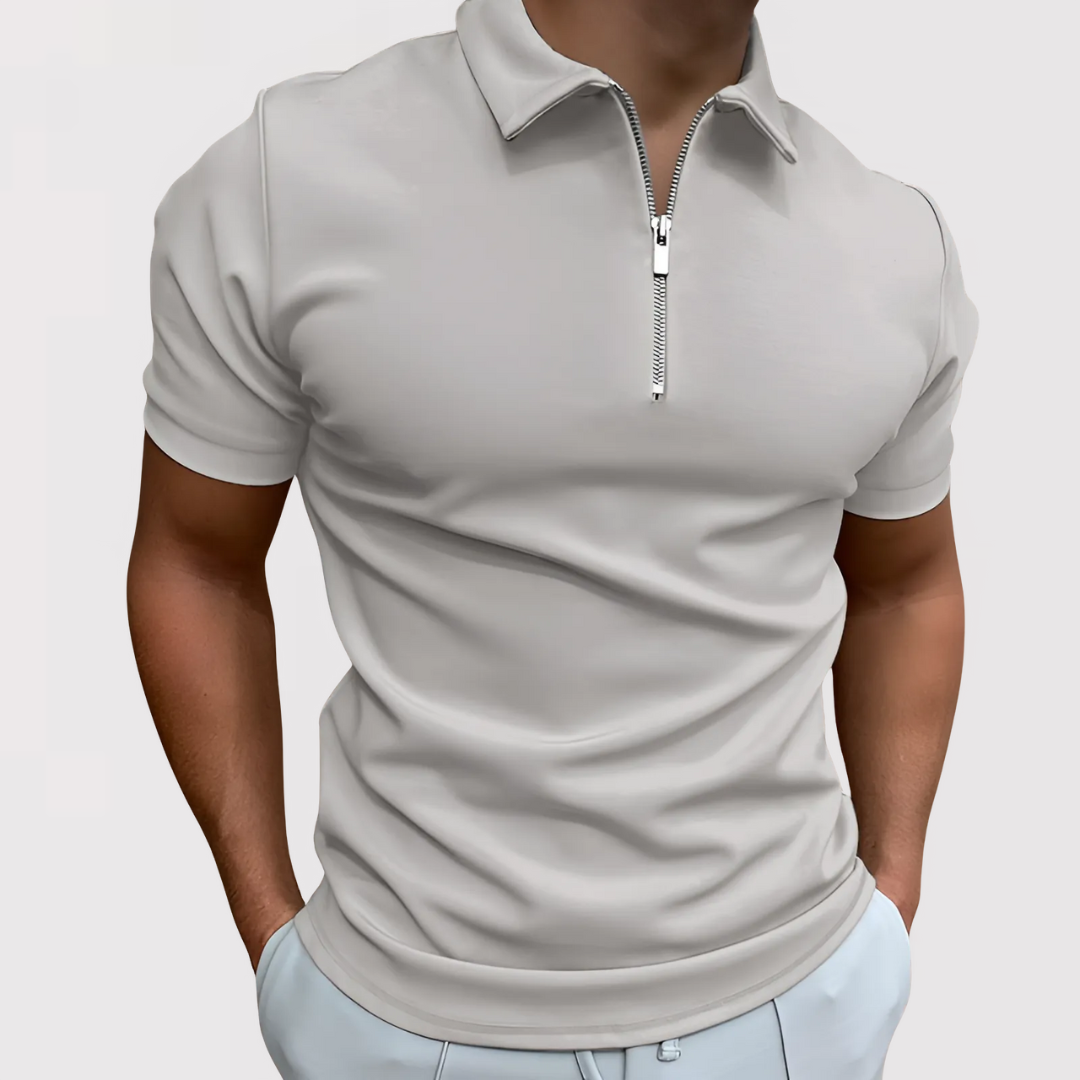 Antoine | Zip Collar Short Sleeve Polo Shirt
