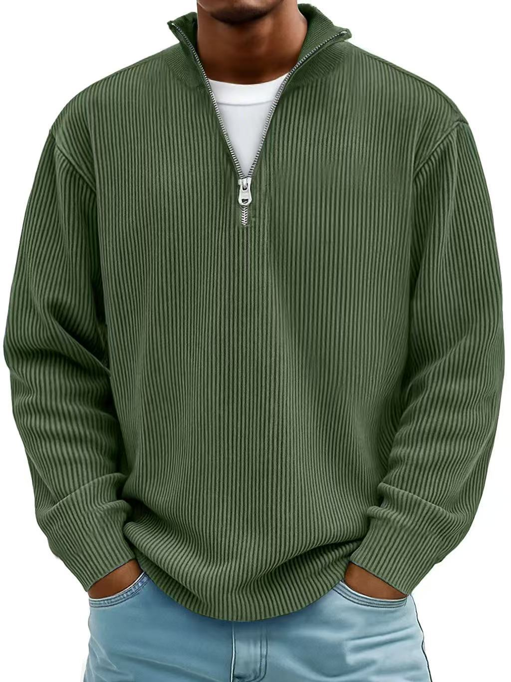 Osrelan | Ribbed Long-Sleeve Quarter-Zip Pullover Sweater