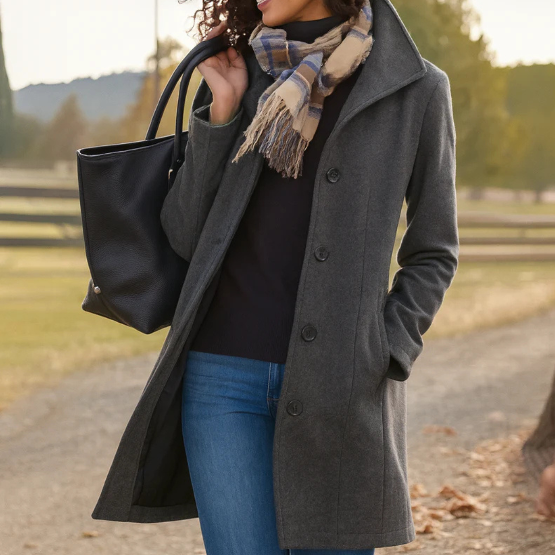 Noveeaenna | Long Sleeve Button Front Coat