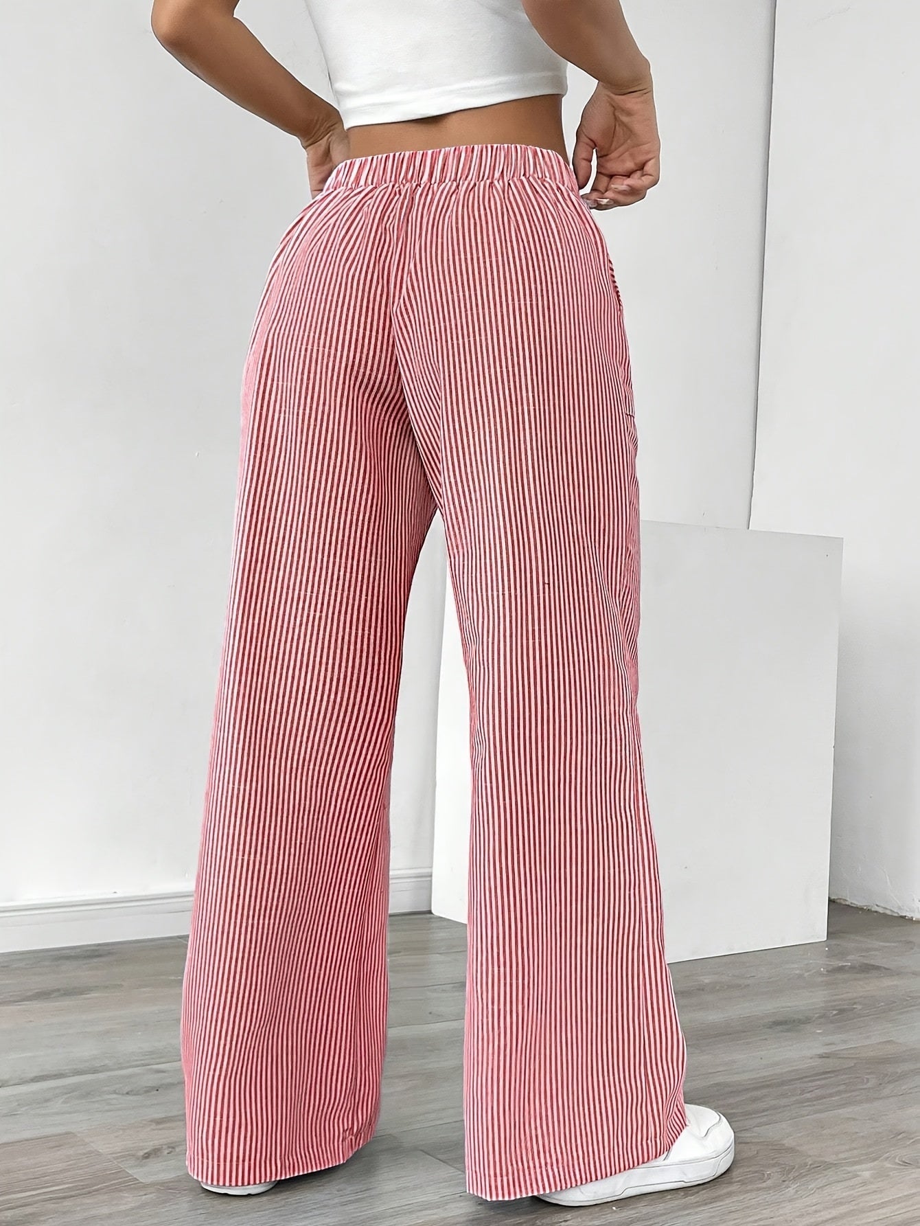 Sunnyi | Striped Wide Leg Drawstring Trousers