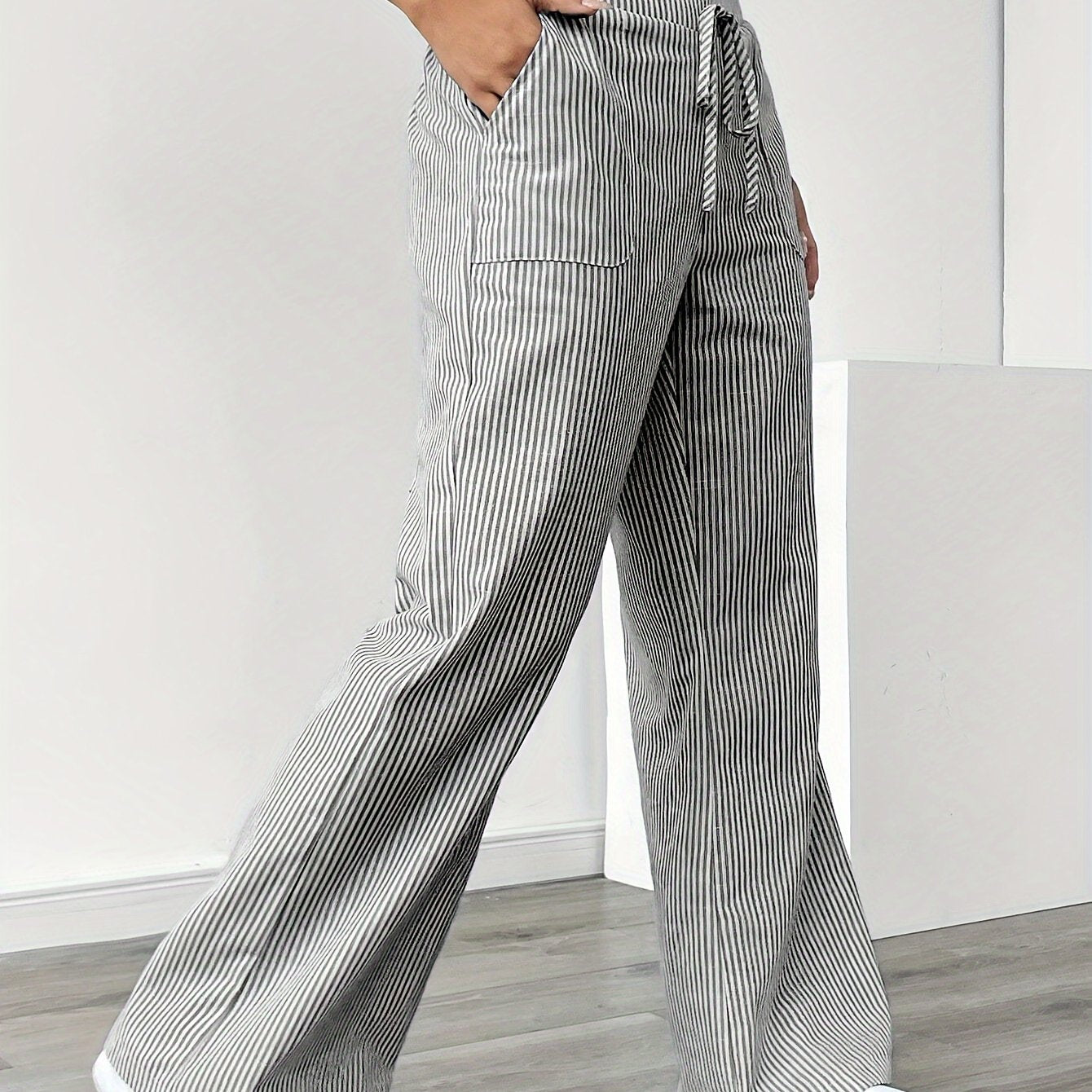 Sunnyi | Striped Wide Leg Drawstring Trousers