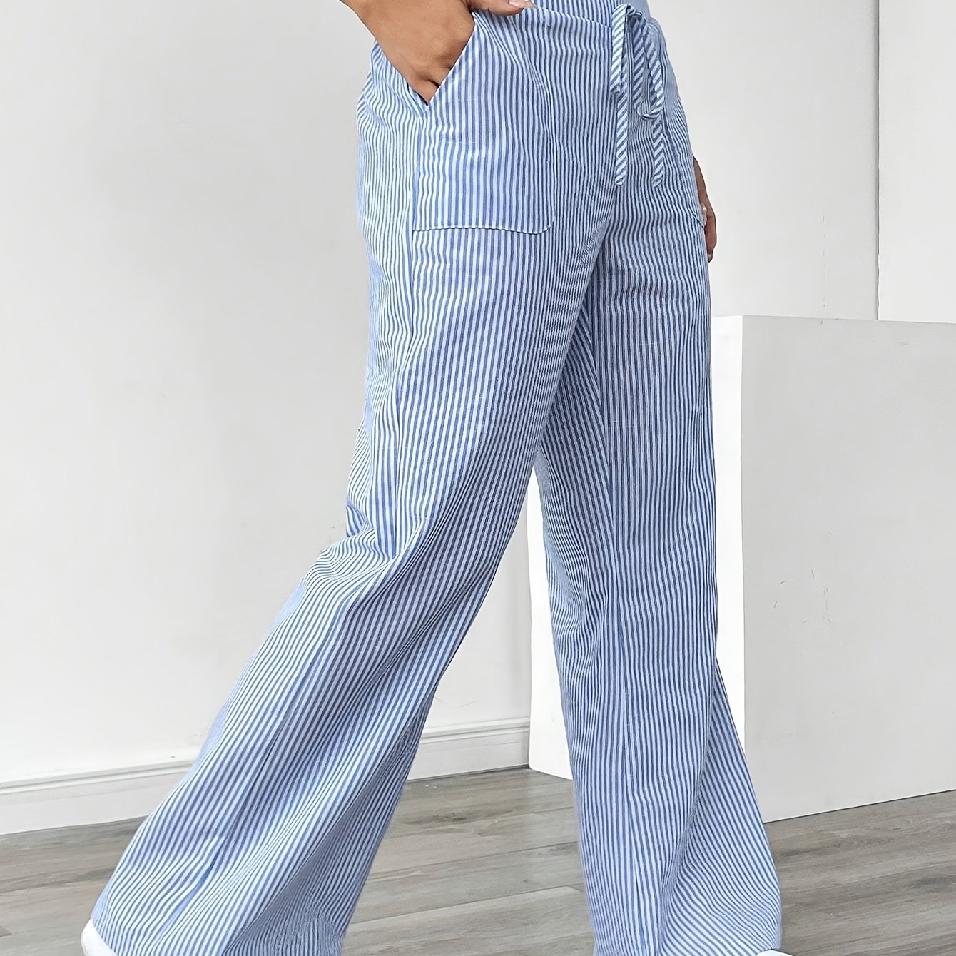 Sunnyi | Striped Wide Leg Drawstring Trousers