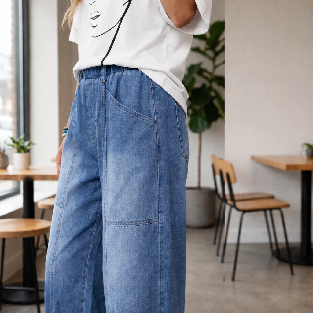 Madavi | Blue Loose Fit Denim Pants