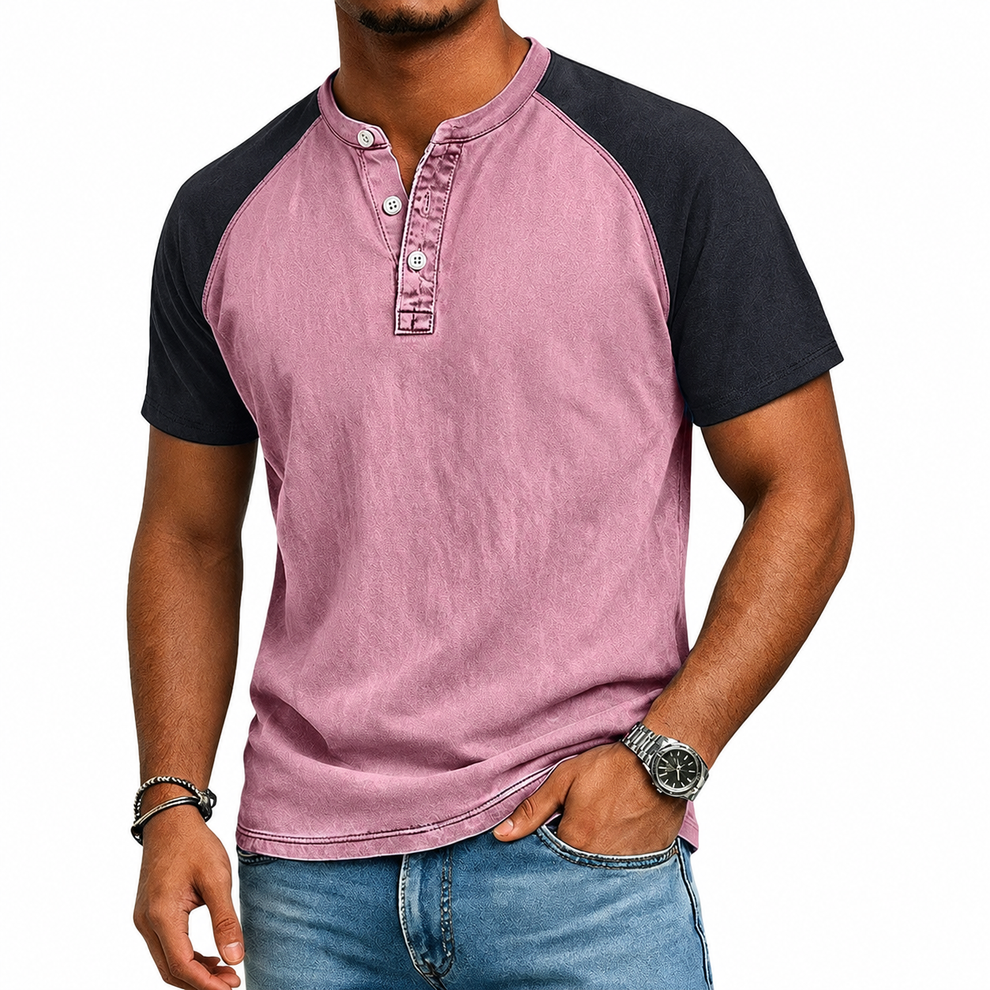 Roeland | Henley T-Shirt with Two-Tone Raglan Sleeves