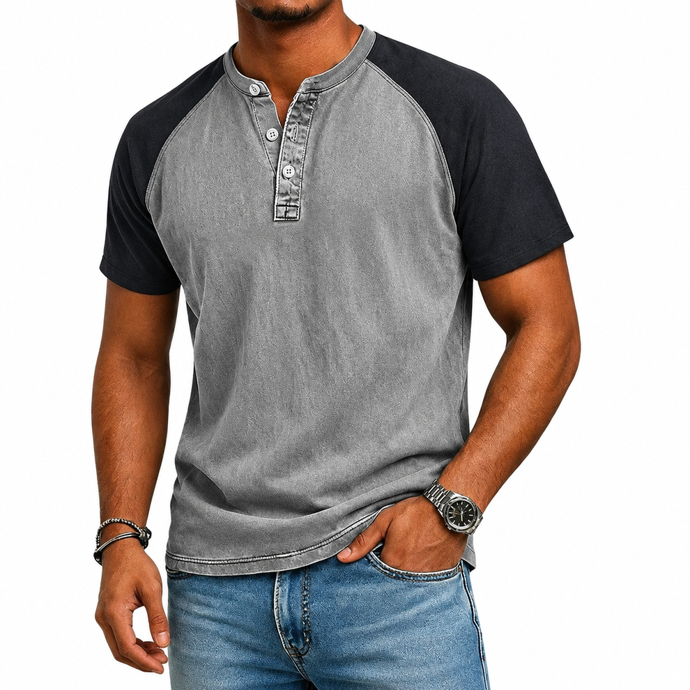 Roeland | Henley T-Shirt with Two-Tone Raglan Sleeves