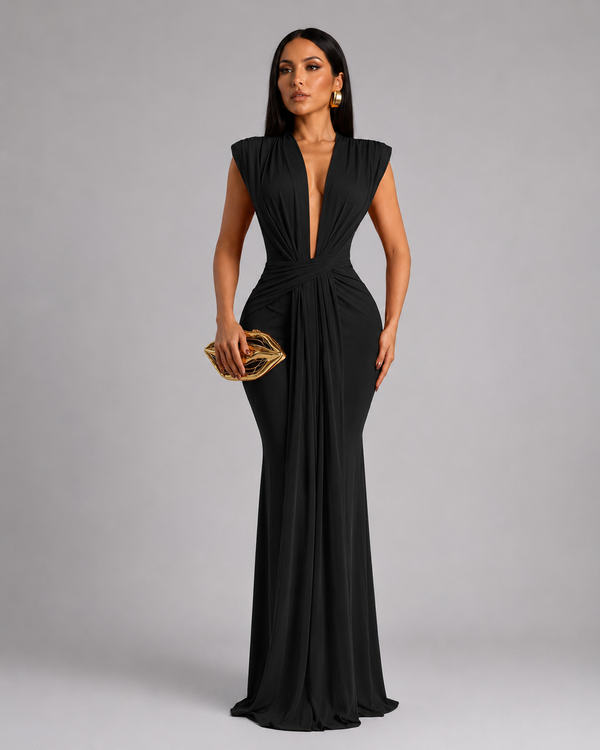 Femke | Maxi Dress Plunging V Neck Ruched Waist