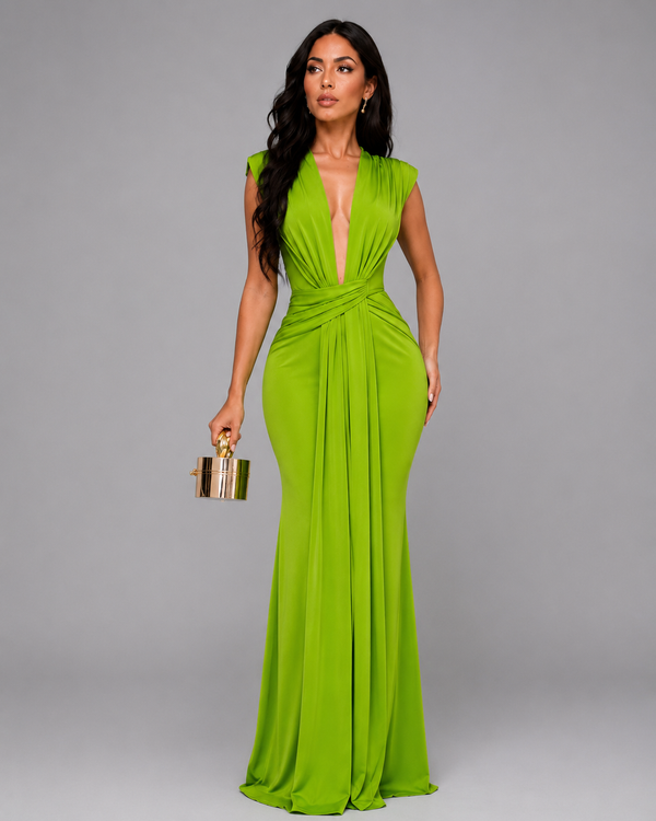 Femke | Maxi Dress Plunging V Neck Ruched Waist
