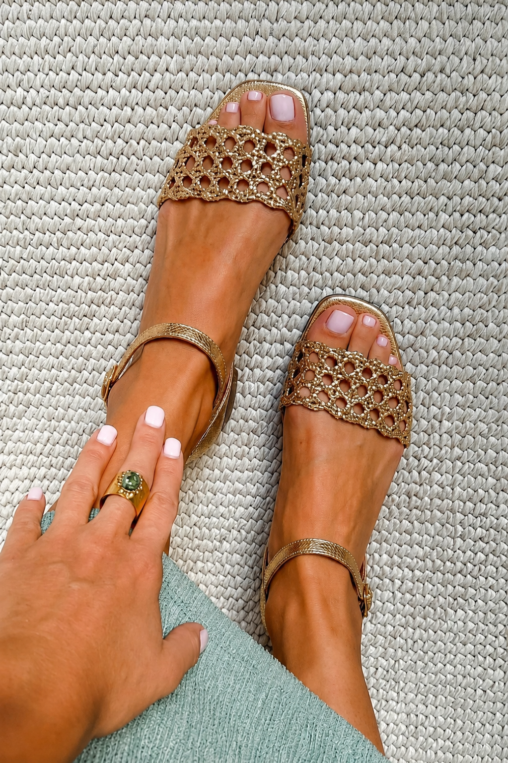 Dania | Cutout Buckle Strap Flat Sandals