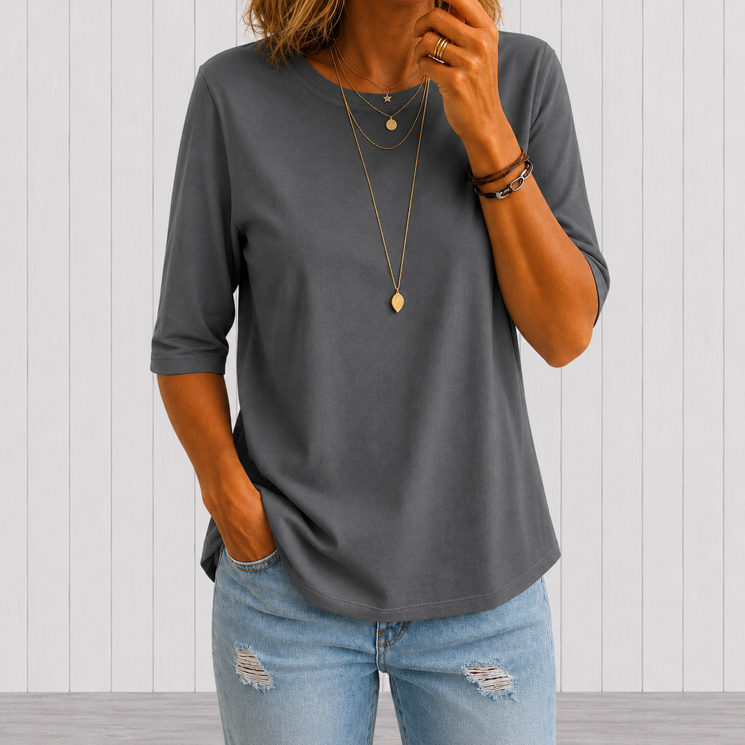 Alivea | Crew Neck Three Quarter Sleeve Top