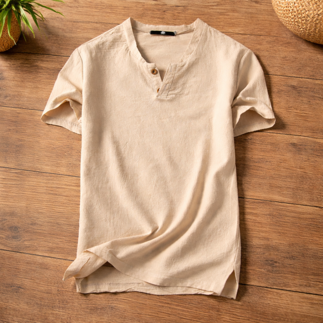Freddoe - Short Sleeve Shirt Notch Neck Button