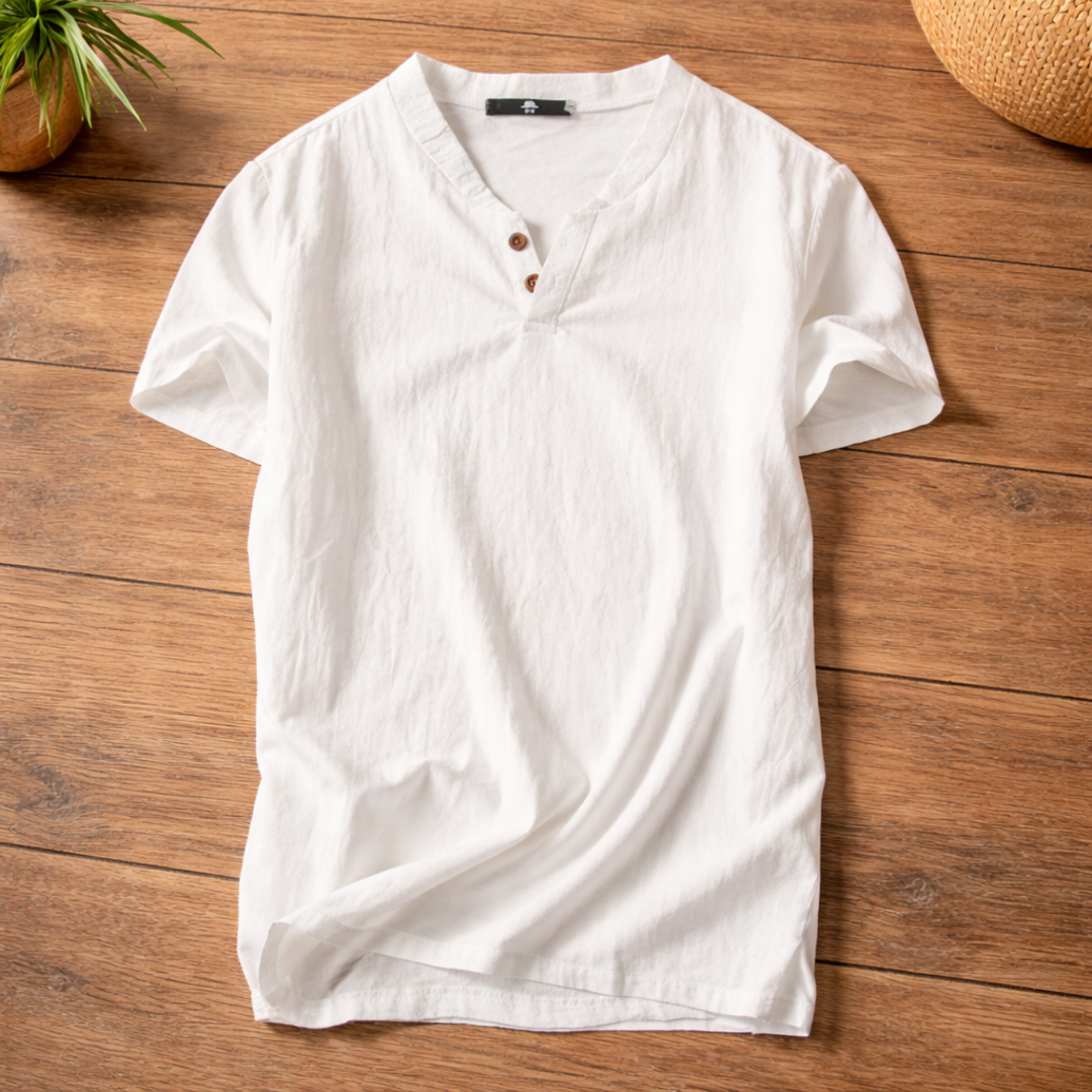 Freddoe - Short Sleeve Shirt Notch Neck Button