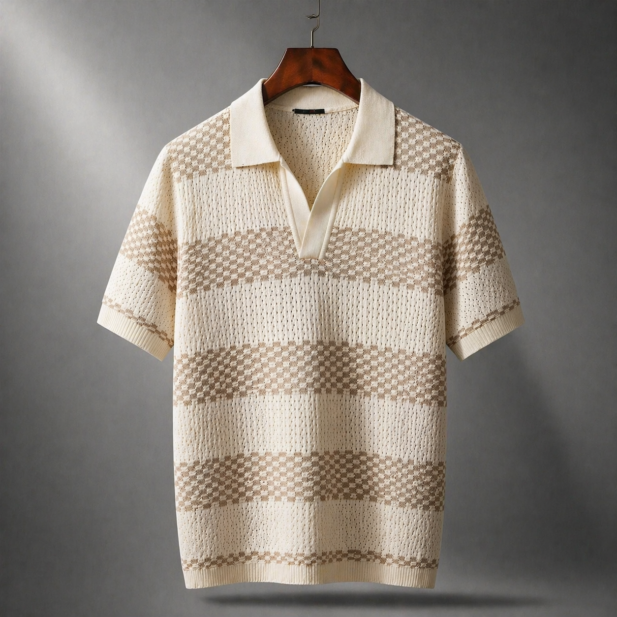 Leunard | Striped Knit Short Sleeve Polo Shirt