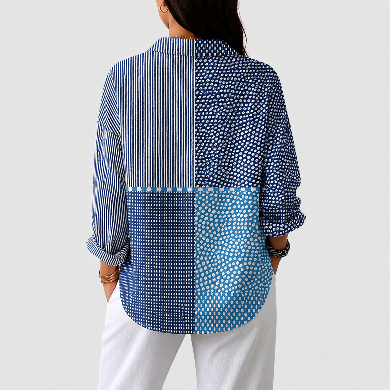 Anerilalina | Colorful Patchwork Printed Blouse for Women