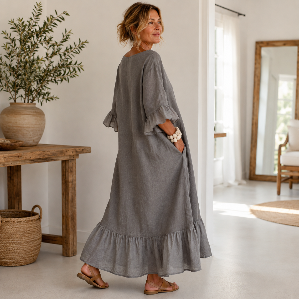 Hannele | Maxi Dress Ruffle Sleeves Relaxed Fit