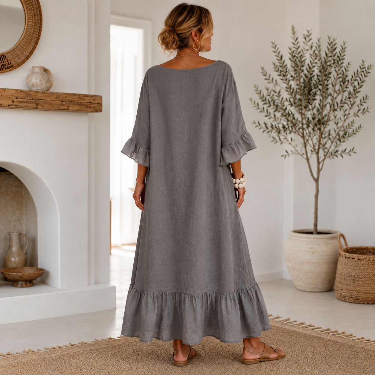 Hannele | Maxi Dress Ruffle Sleeves Relaxed Fit