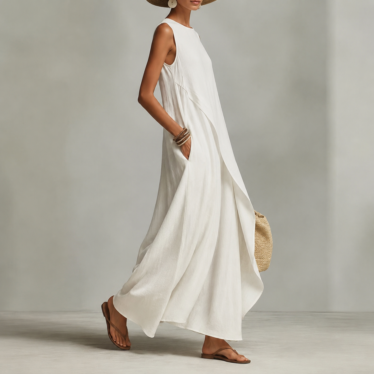 Hishina | Sleeveless Round Neck Maxi Dress