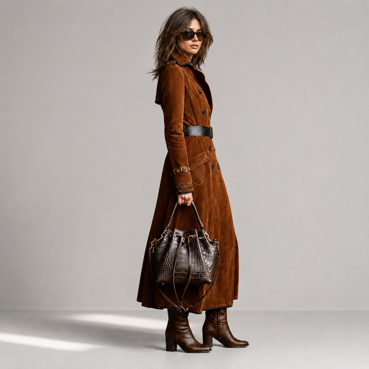 Derya | Double-Breasted Long Sleeve Maxi Coat