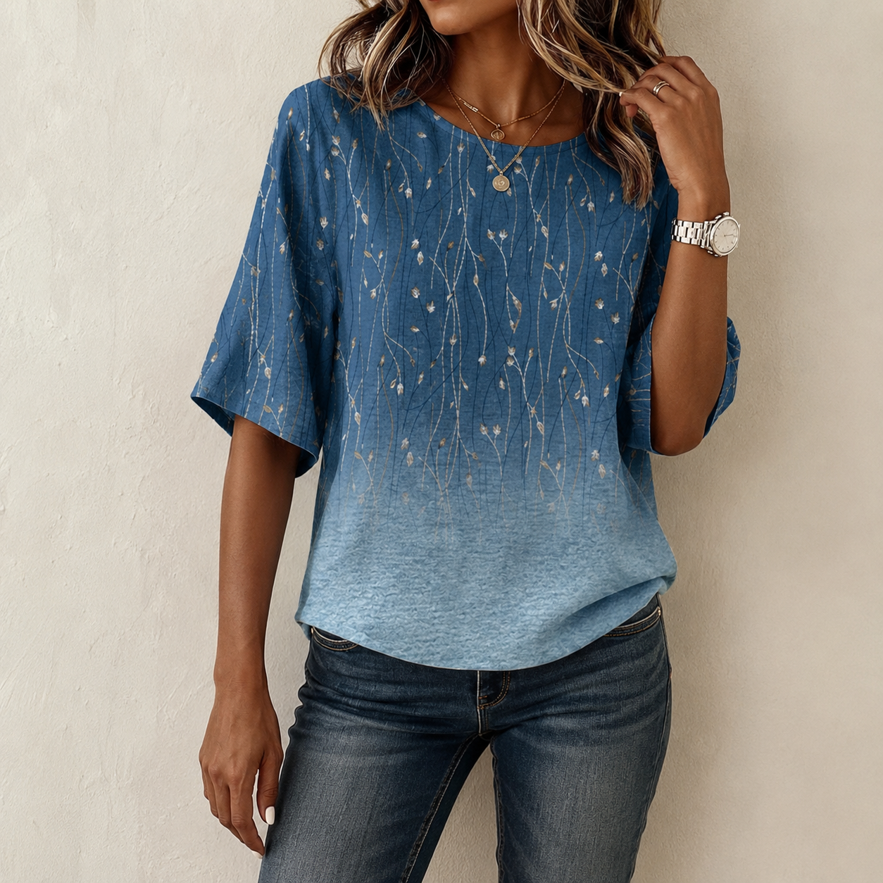 Eelene | Gradient Floral Print Blouse