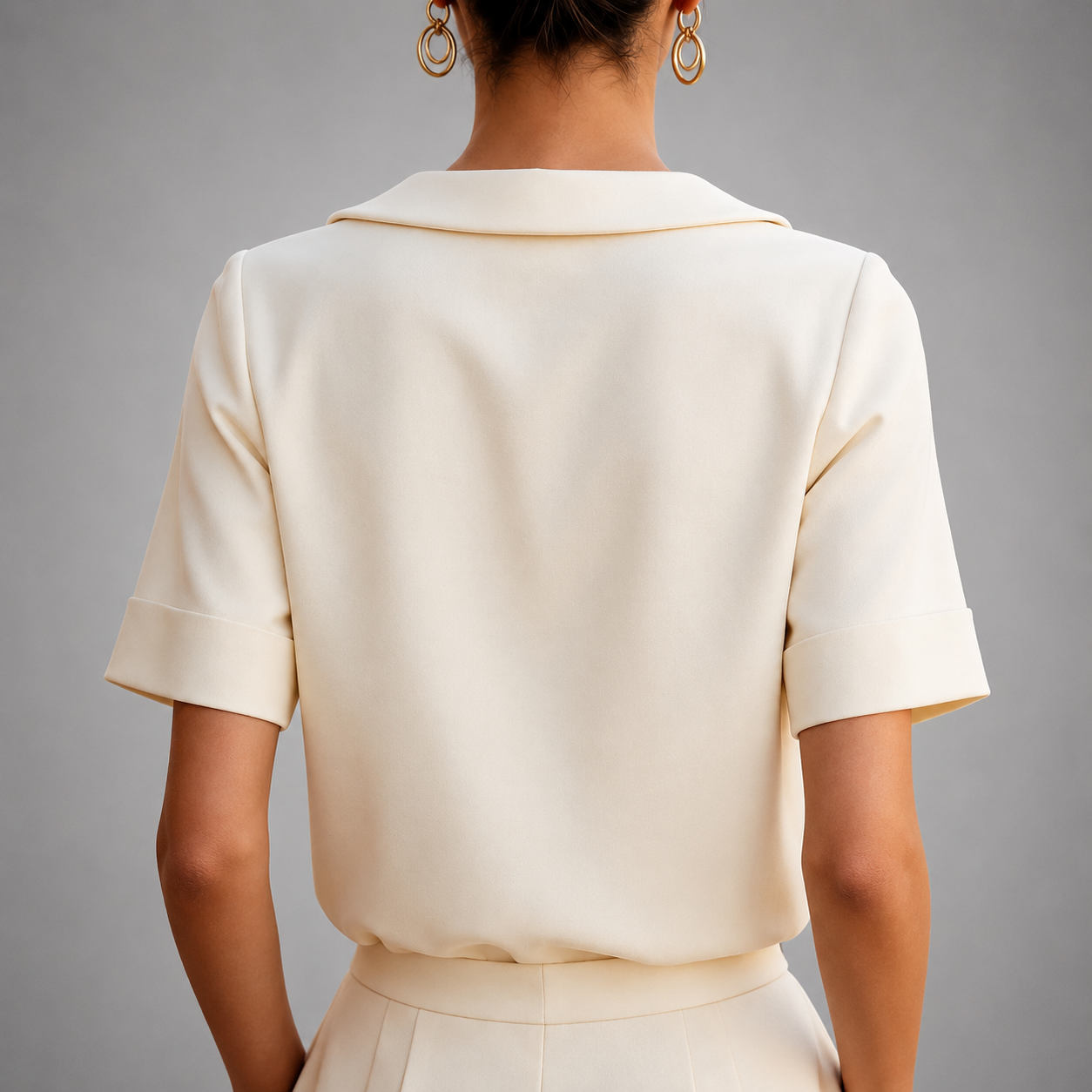 Kaeline | Short Sleeve Round Collar Blouse
