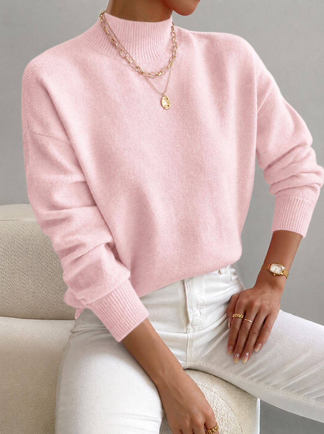 Leslie  | Sweater With Mock Neck and Long Sleeves
