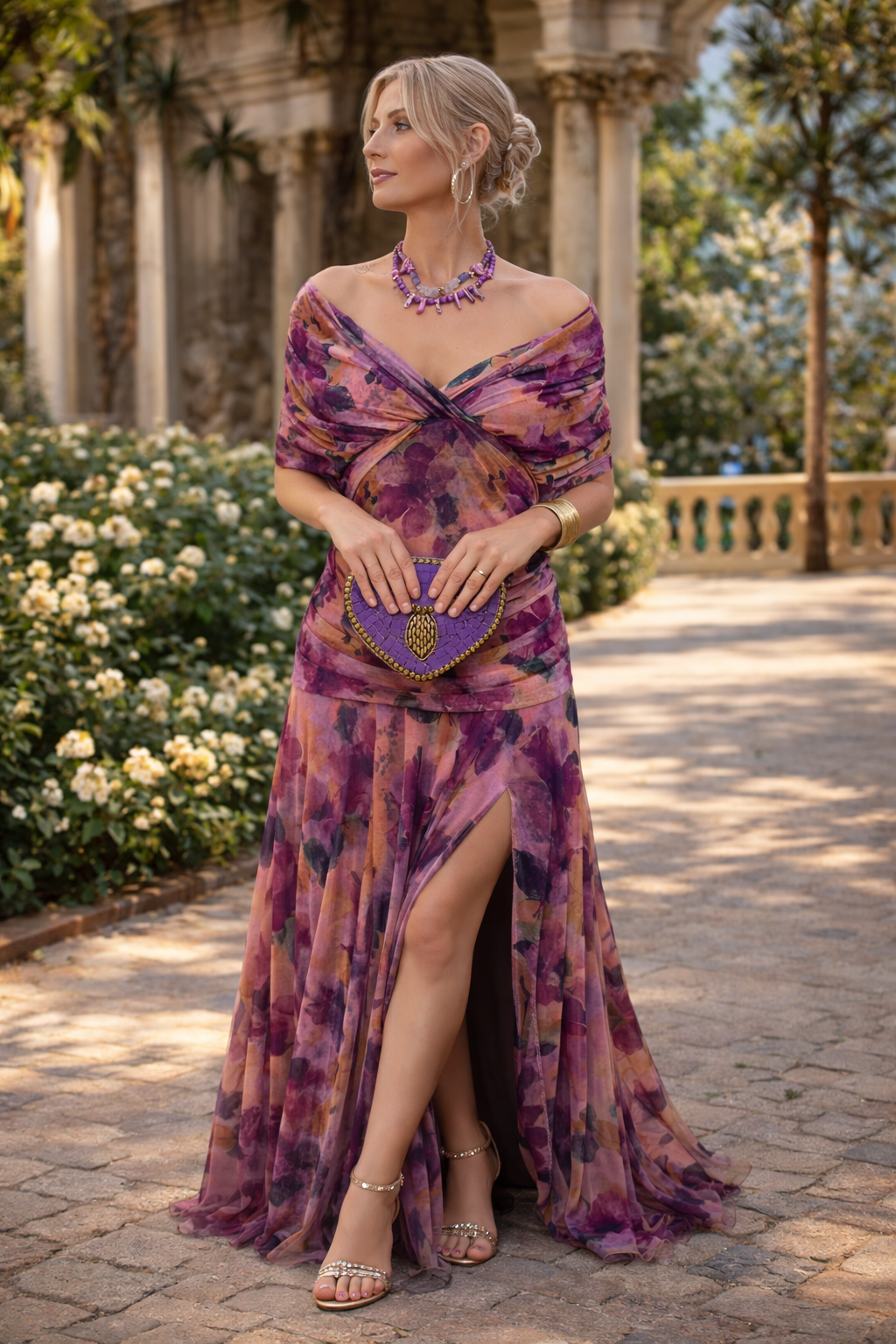 Nadeesha - V Neck Split Hem Maxi Dress