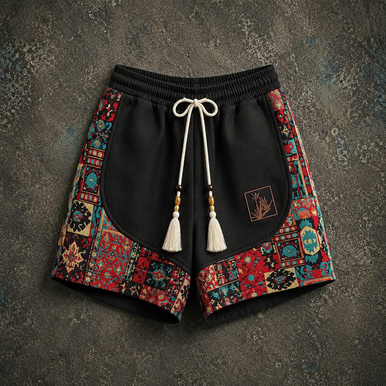 Haren | Shorts with Ethnic Print Side Panels