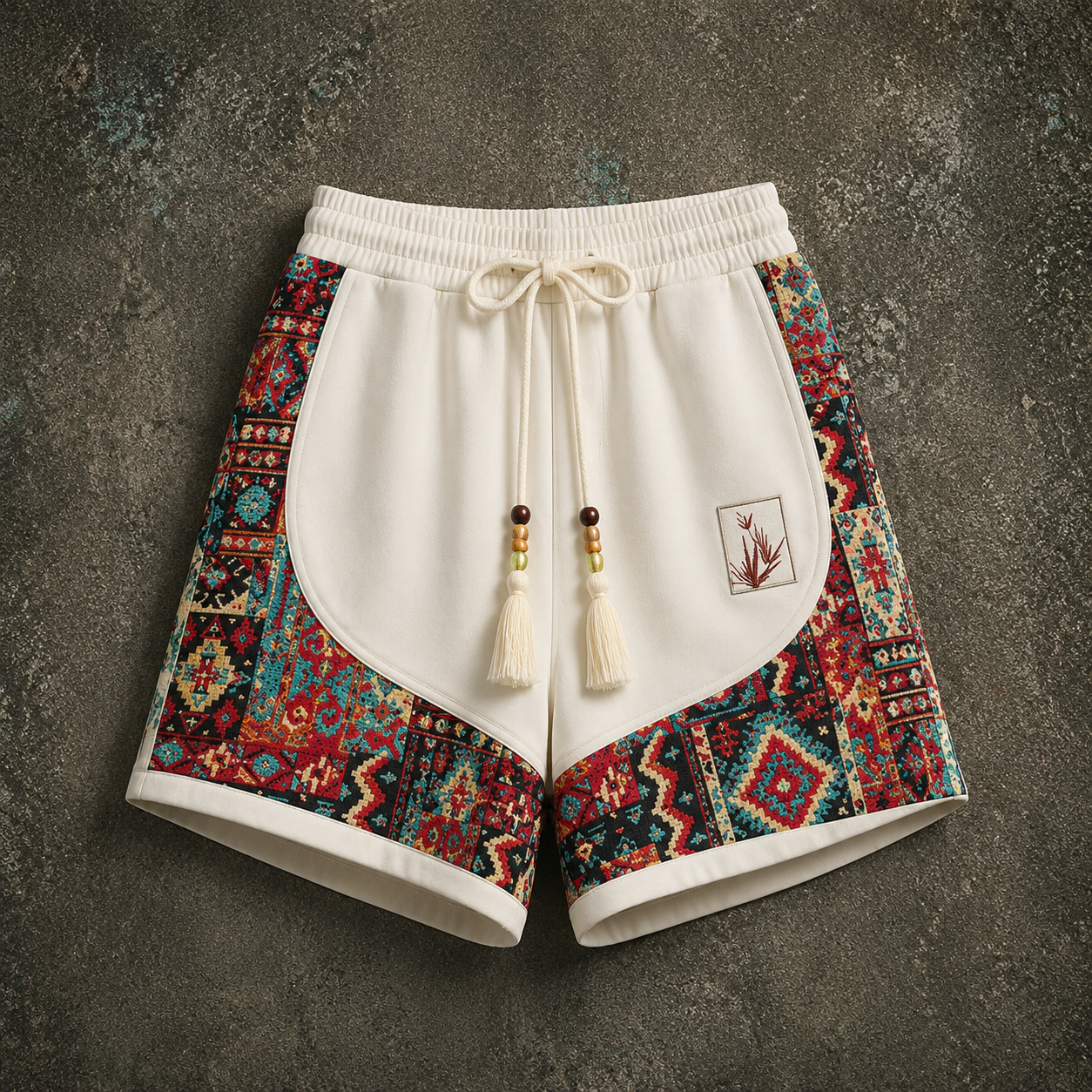 Haren | Shorts with Ethnic Print Side Panels