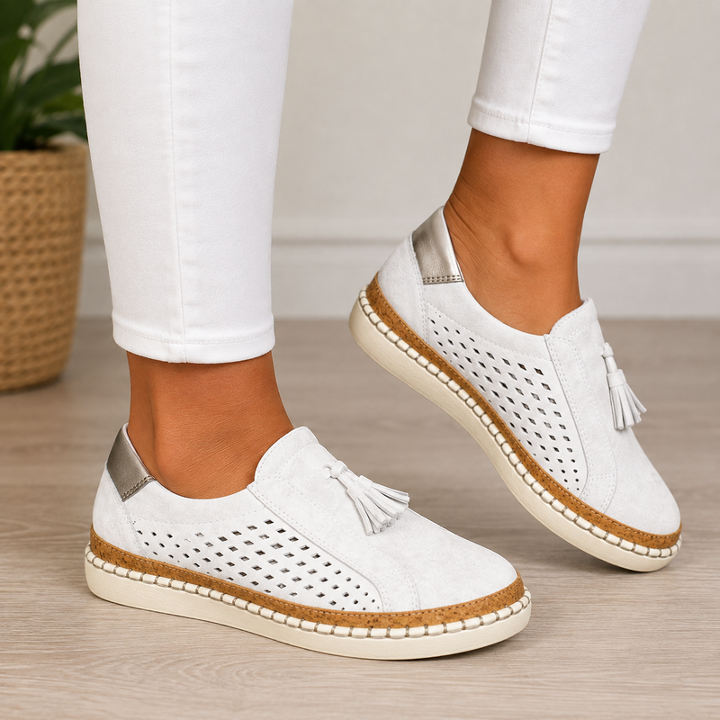 Lilietta | Perforated Slip-On Platform Loafers with Tassels