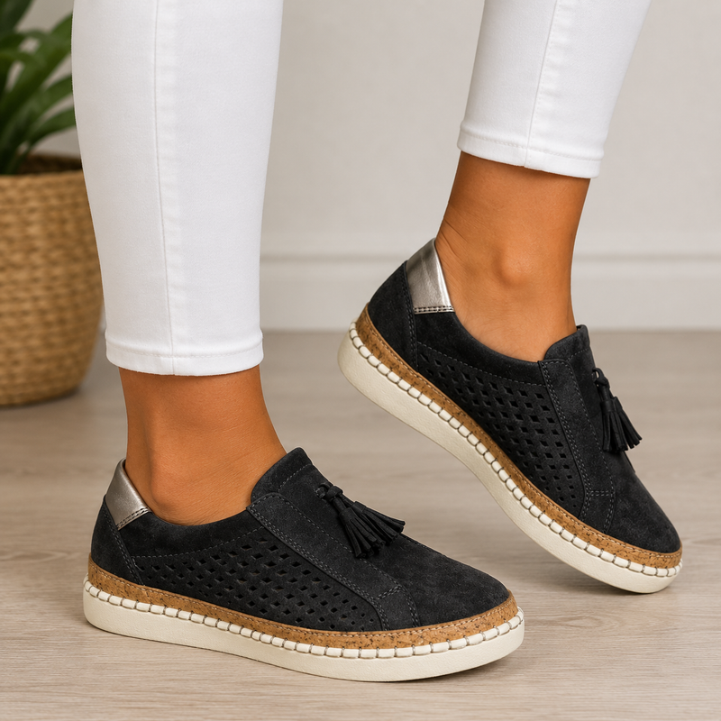 Lilietta | Perforated Slip-On Platform Loafers with Tassels