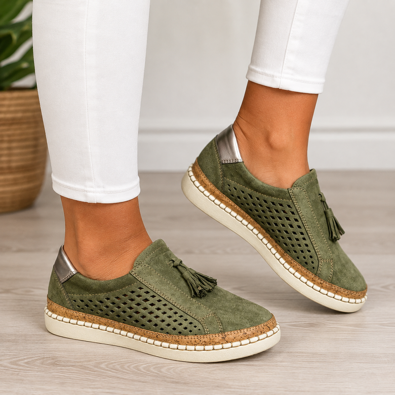 Lilietta | Perforated Slip-On Platform Loafers with Tassels
