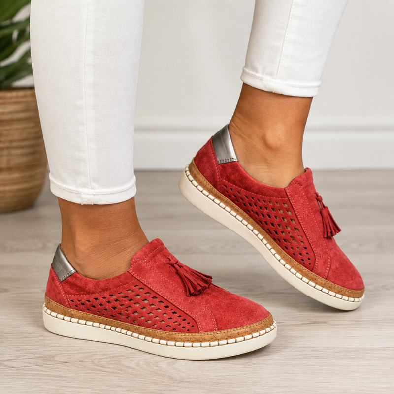 Lilietta | Perforated Slip-On Platform Loafers with Tassels