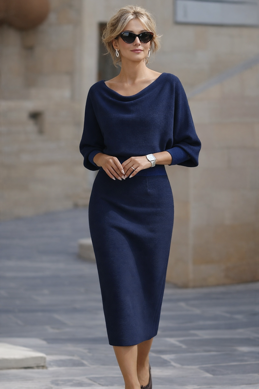 Amyy | Knit Midi Dress With Dolman Sleeves