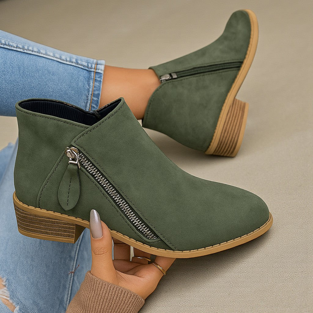Arely | Suede Style Ankle Boots With Side Zipper