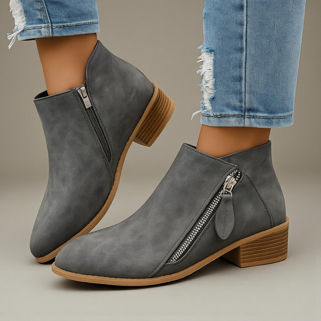 Arely | Suede Style Ankle Boots With Side Zipper