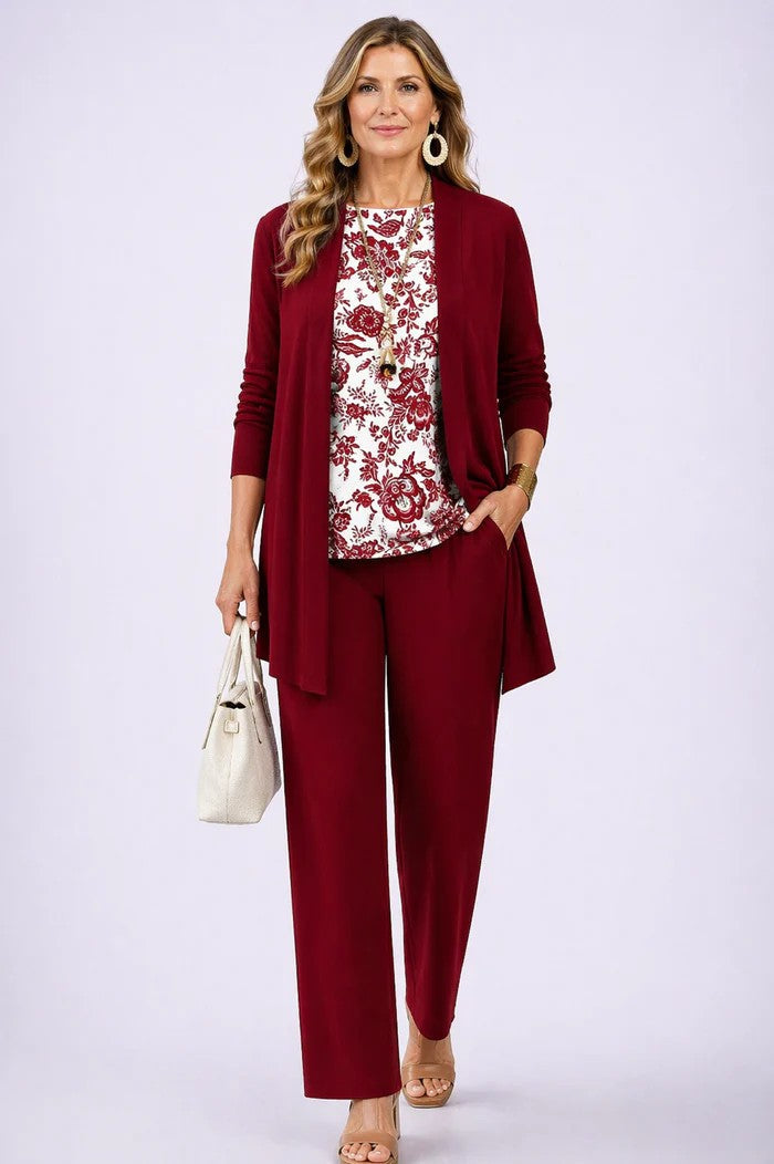 Giota | Three Piece Printed Cardigan Pant Set