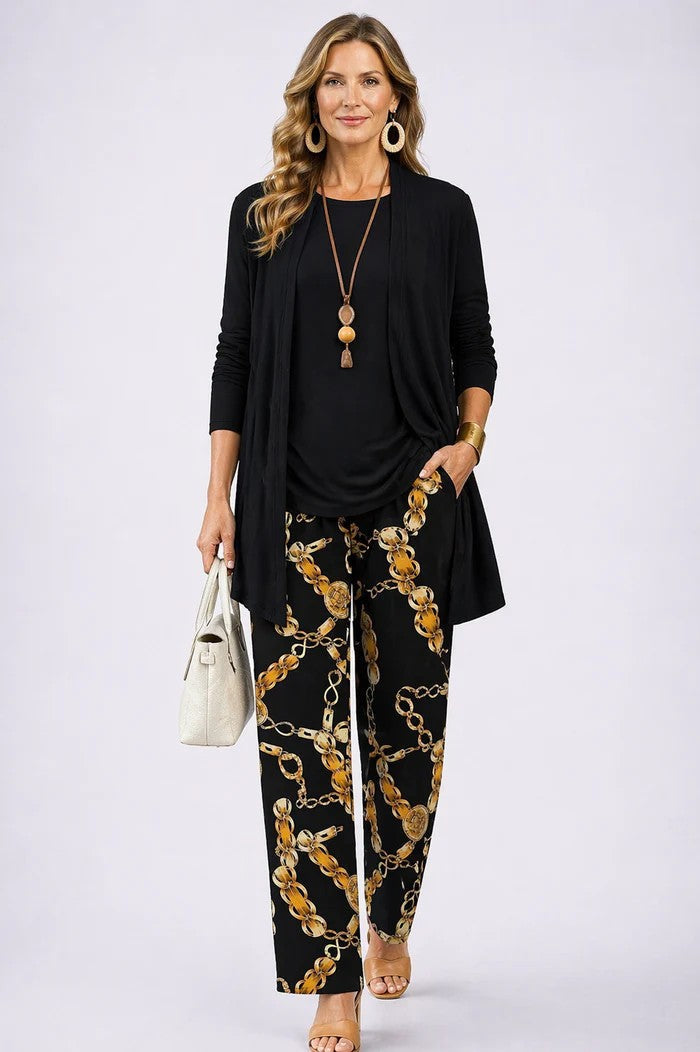 Giota | Three Piece Printed Cardigan Pant Set