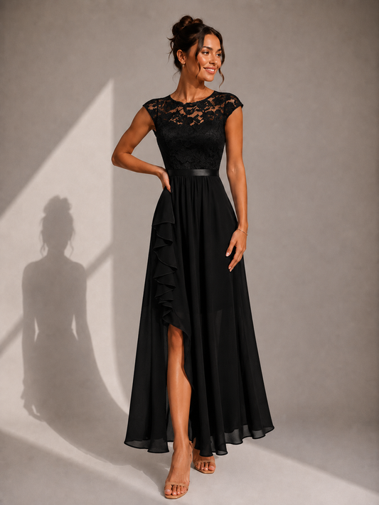 Yoanna | Lace Bodice High Slit Maxi Dress