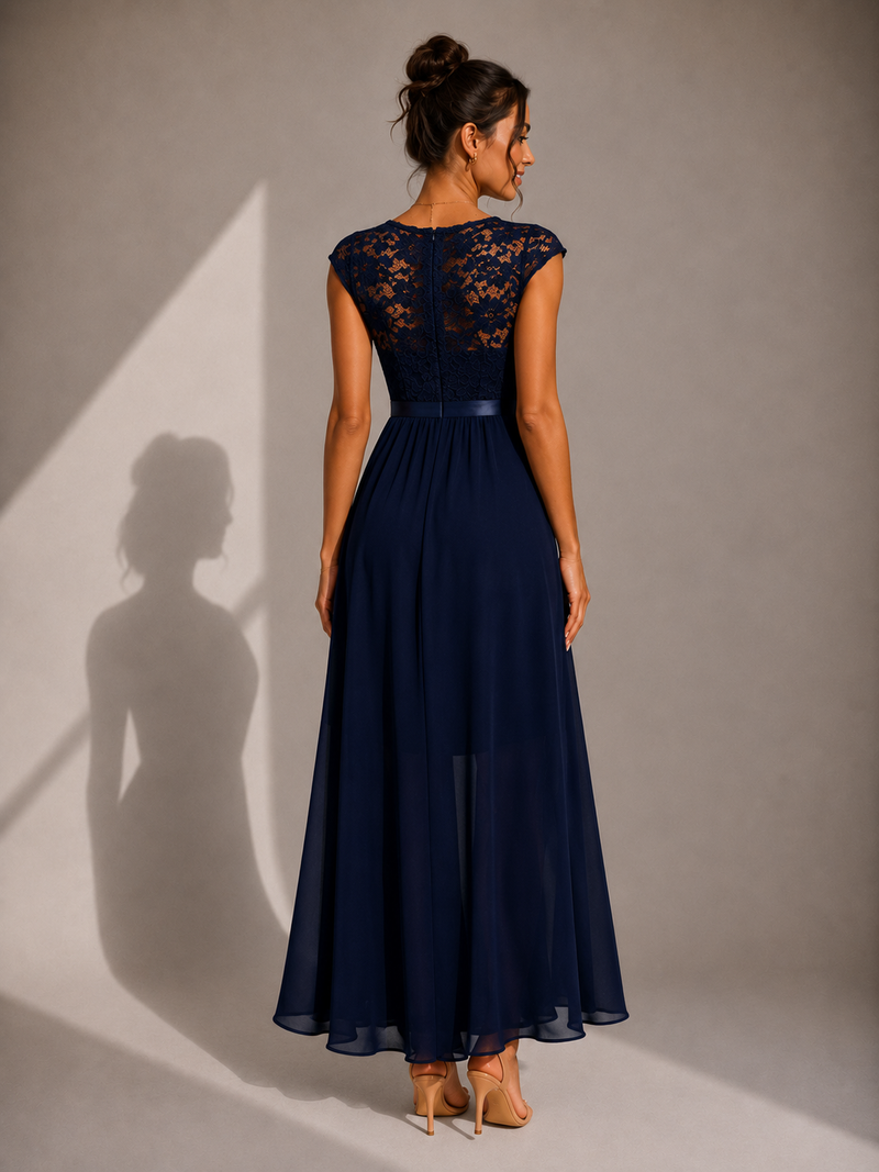 Yoanna | Lace Bodice High Slit Maxi Dress