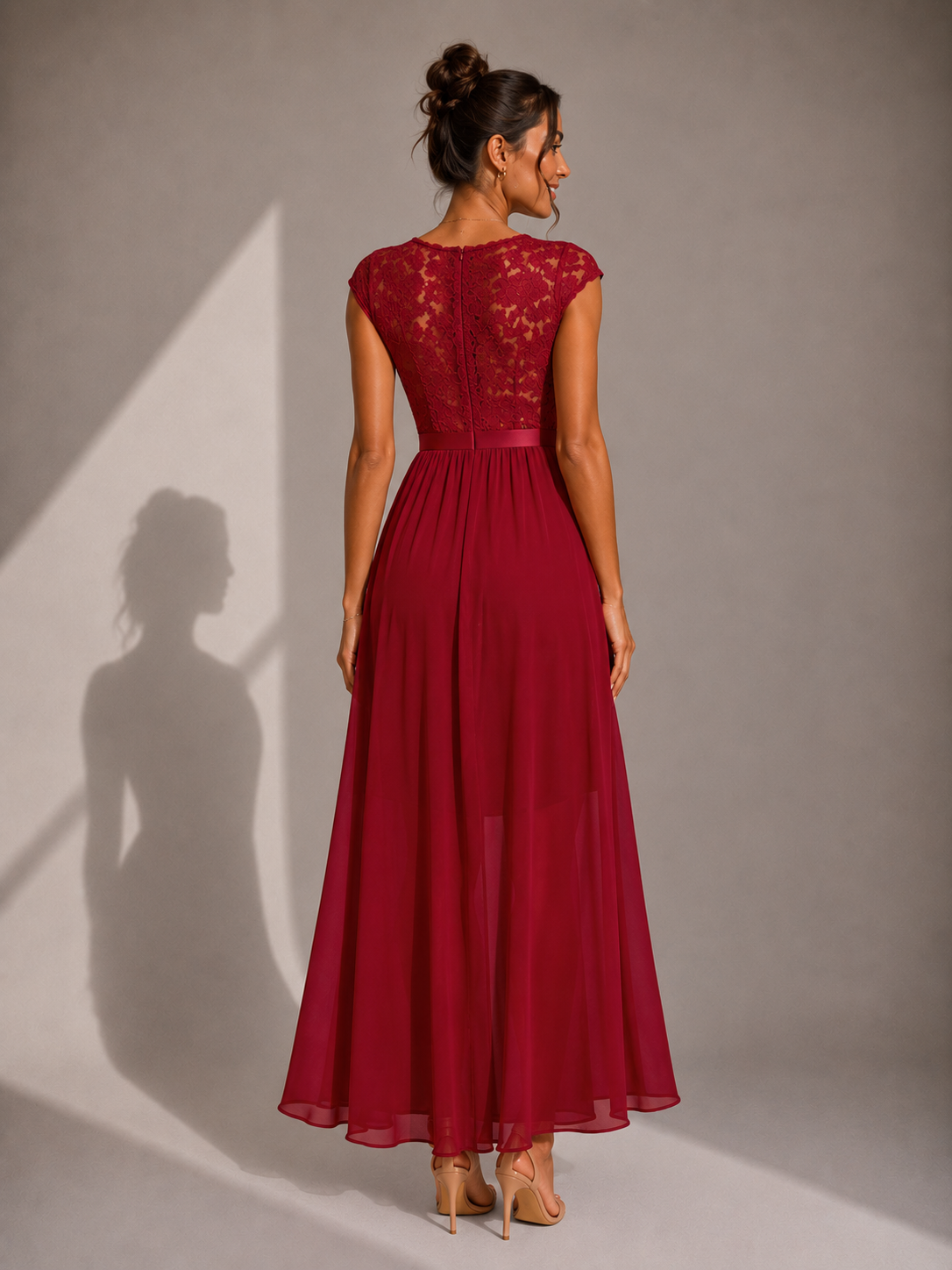 Yoanna | Lace Bodice High Slit Maxi Dress
