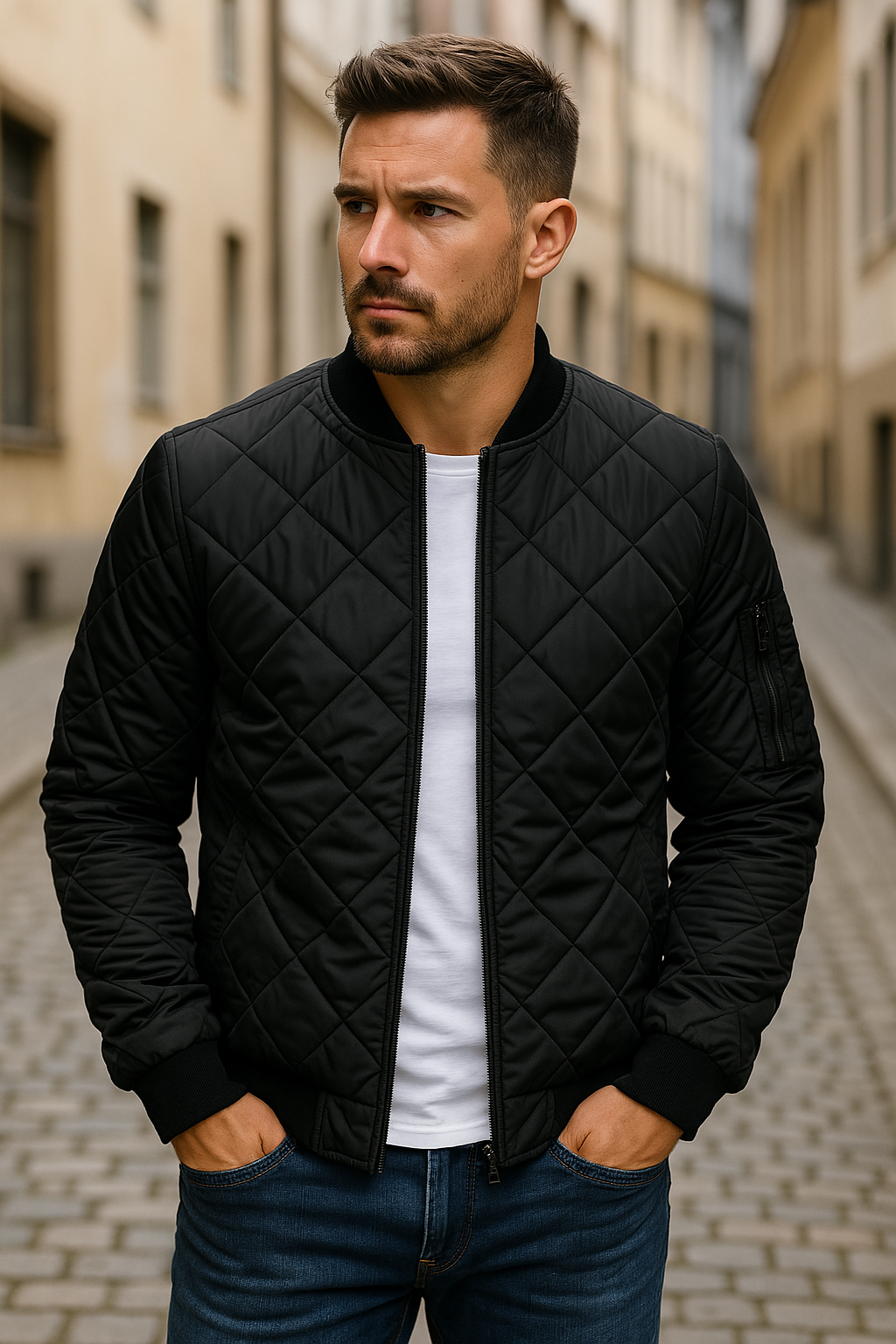 Willy | Quilted Bomber Zip Front Jacket