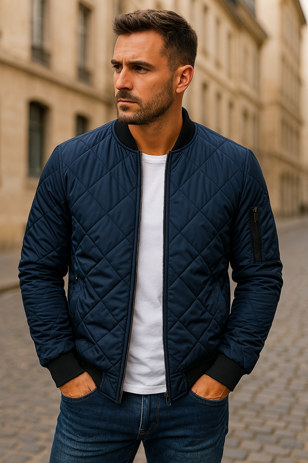 Willy | Quilted Bomber Zip Front Jacket