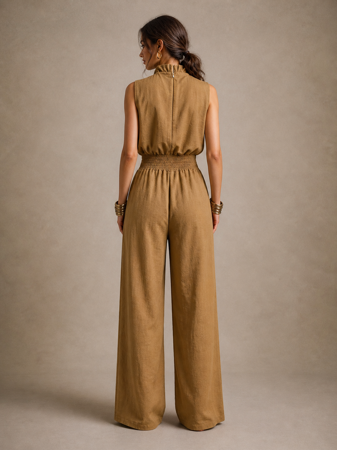 Lygenza | Sleeveless Wide Leg Design Jumpsuit