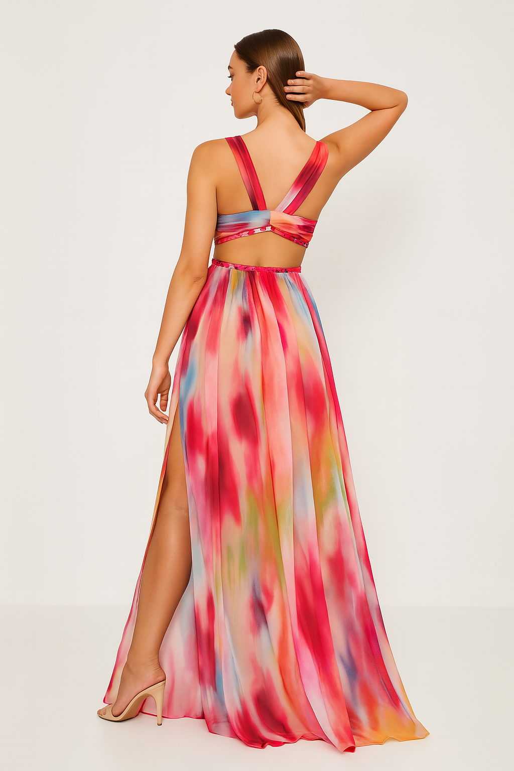 Maggie | Tie-Dye Sleeveless V-Neck Maxi Dress
