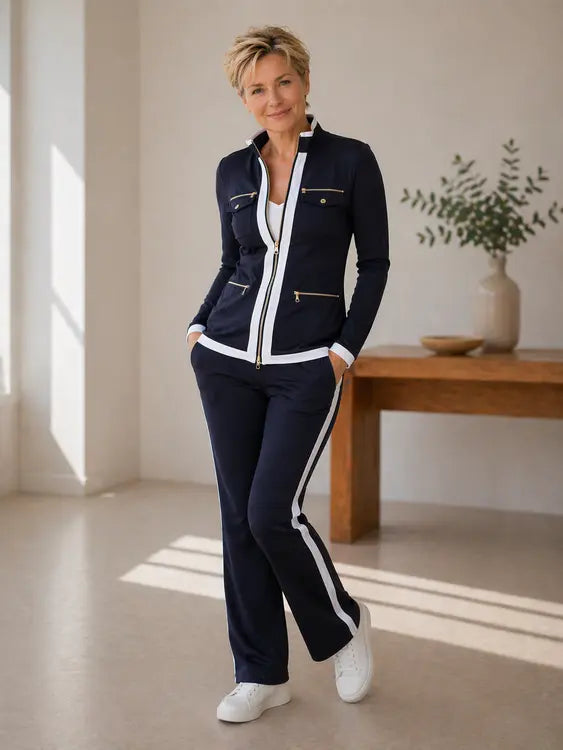 Haneul | Long Sleeve Zip Front Two-Piece Set